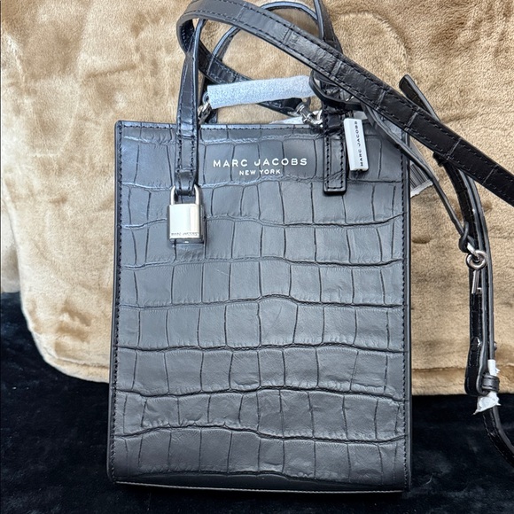 NWT Marc Jacobs Black Croc-Embossed Mini Tote - Picture 1 of 6